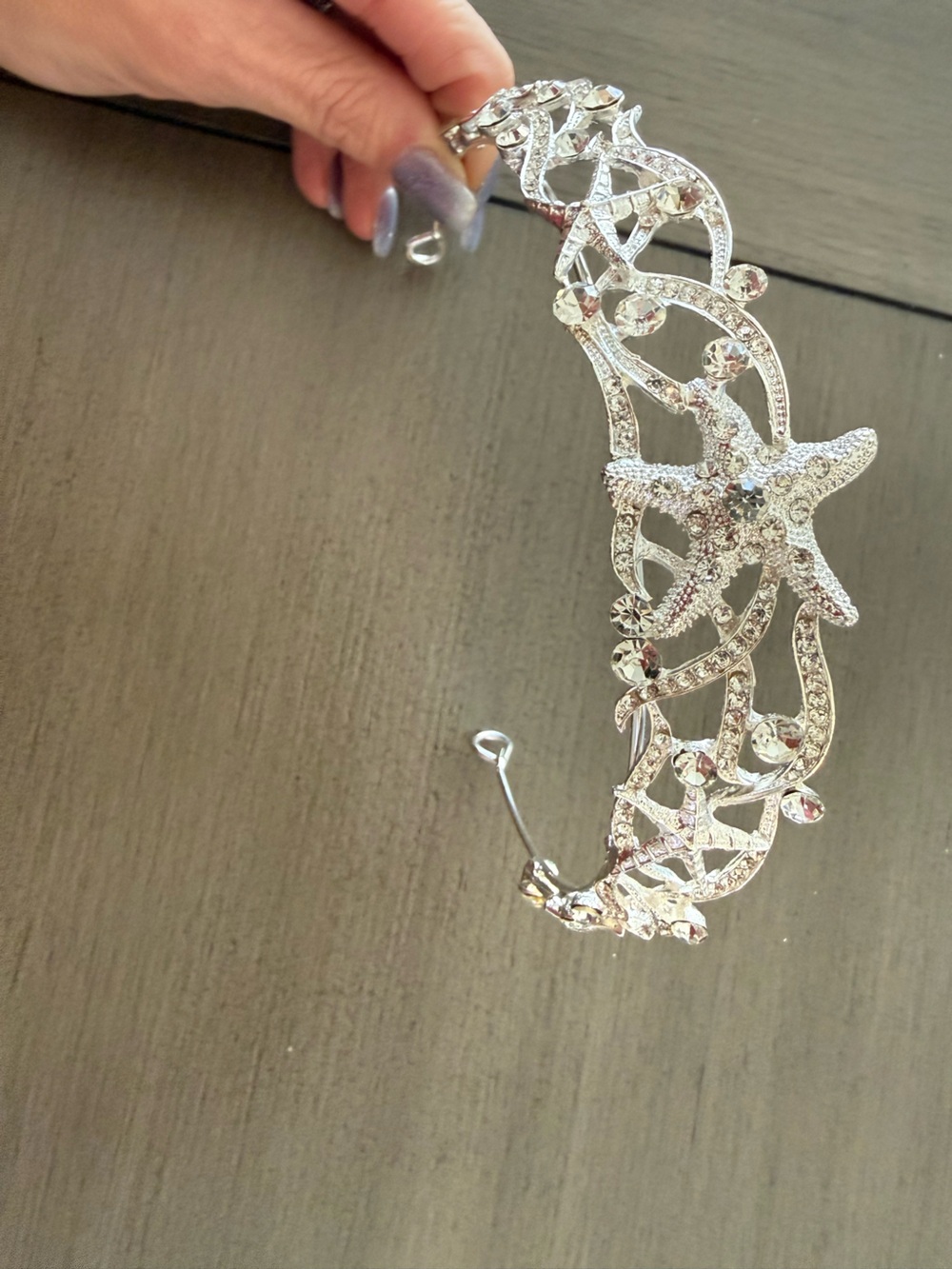 Elegant Crystal Starfish Headband in Silver